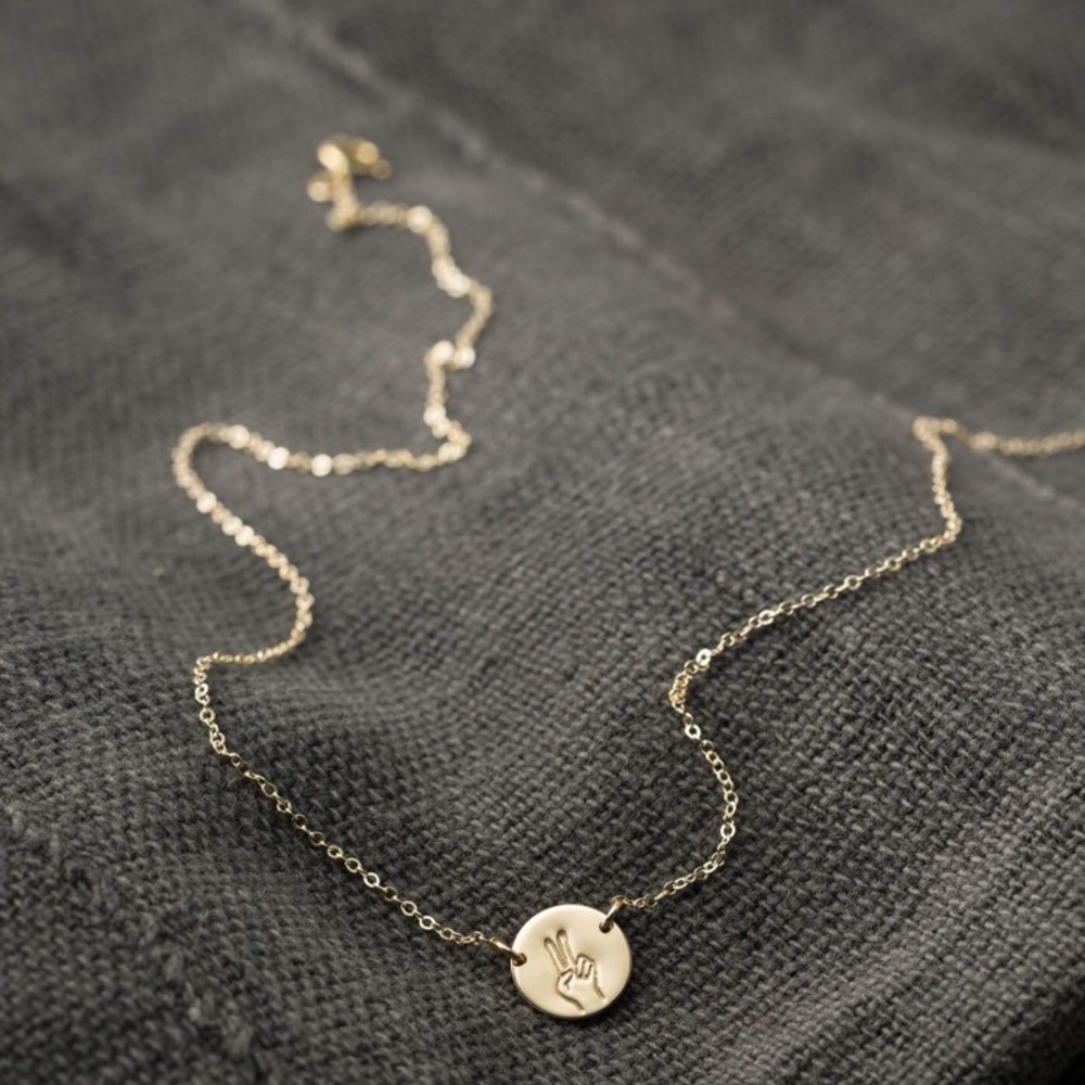 “Peace Out” Sign Language Minimalist Boho Necklace - Picture 9 of 16